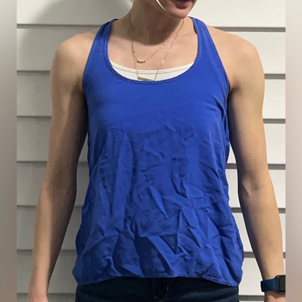Blue workout tank racer back